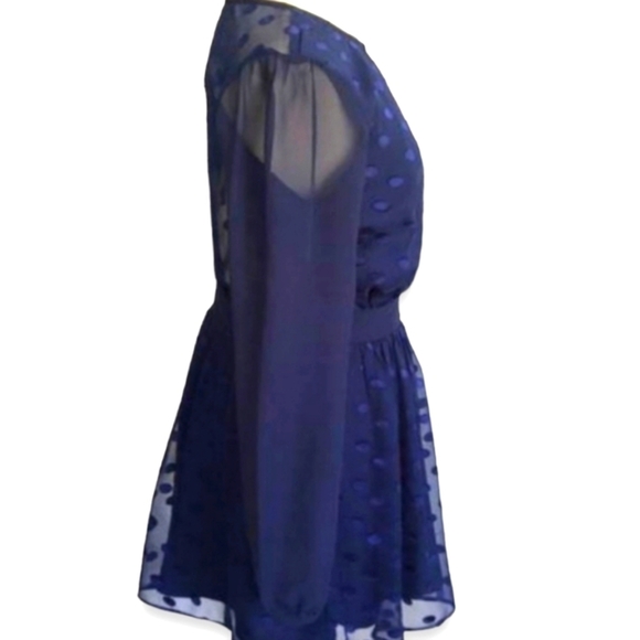 Privacy Please Albee Dress Women Navy Chiffon Polkadots Blogger Fav Sz SM NEW - Picture 8 of 14